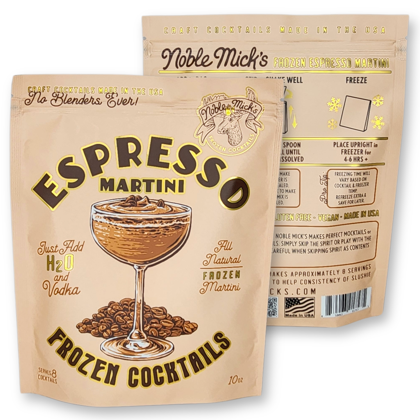 NOBLE MICK'S - Single Serve Craft Cocktails - Espresso Martini Frozen Cocktail