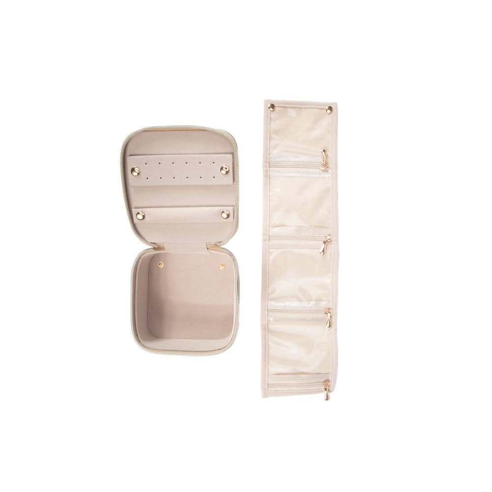 Leah Travel Jewelry Case with Pouch: Gold-3515