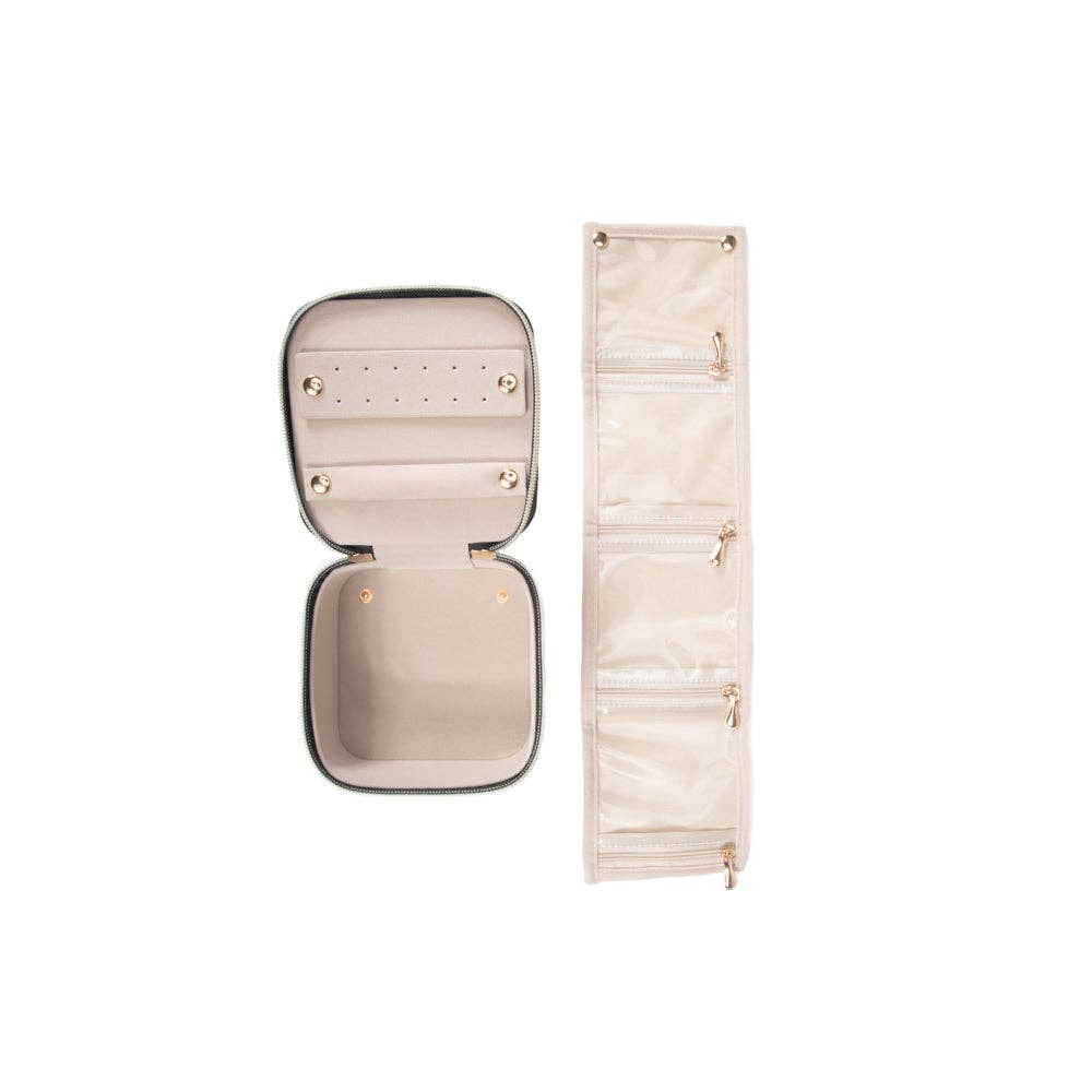 Leah Travel Jewelry Case with Pouch: Gold-3515