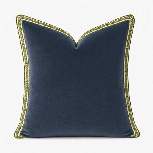 Laura Park Designs - Navy Velvet Pillow with Green Embroidery: One Size