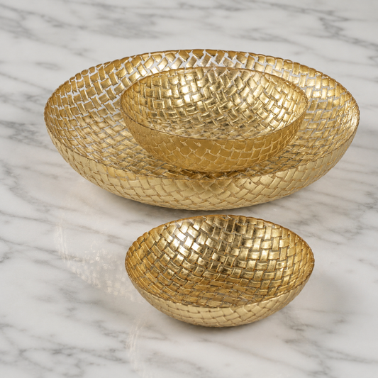 Braided Gold Glass Bowls