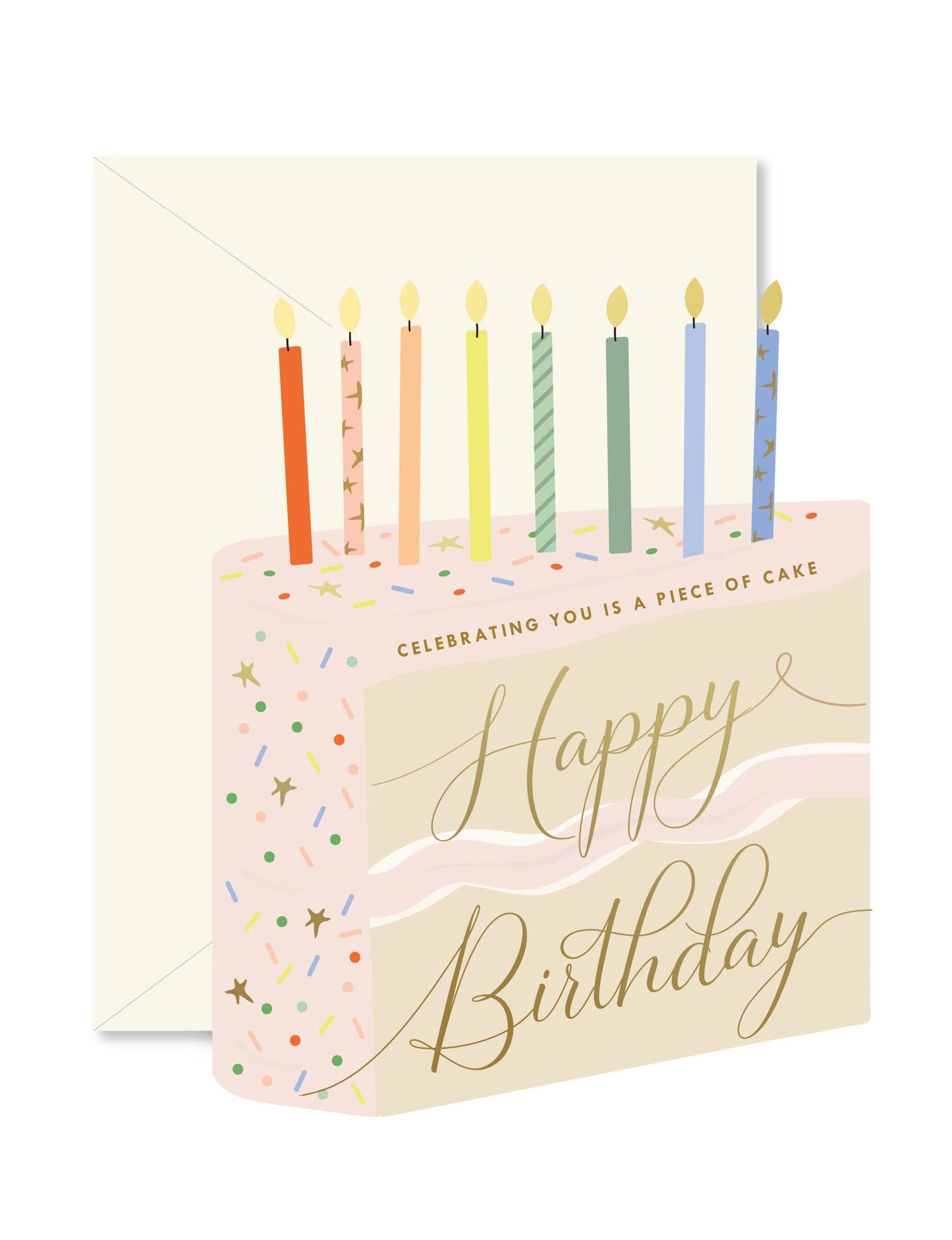 Ginger P. Designs - Piece of Birthday Cake die-cut folded Greeting Card