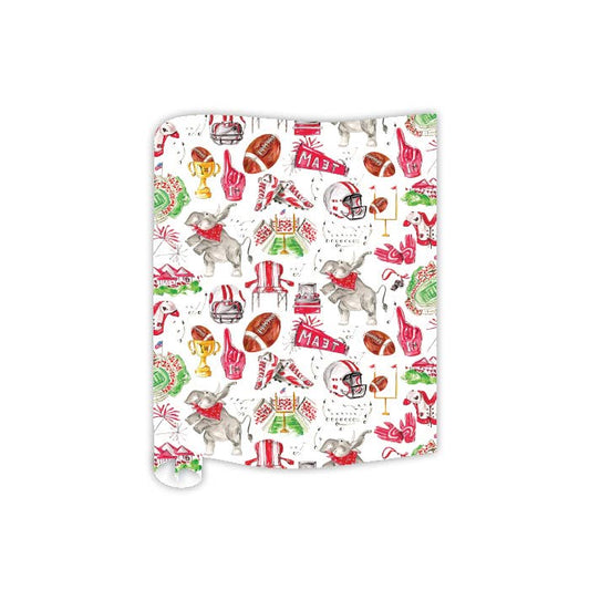 RosanneBeck Collections - Crimson Elephant Football Icons Table Runner