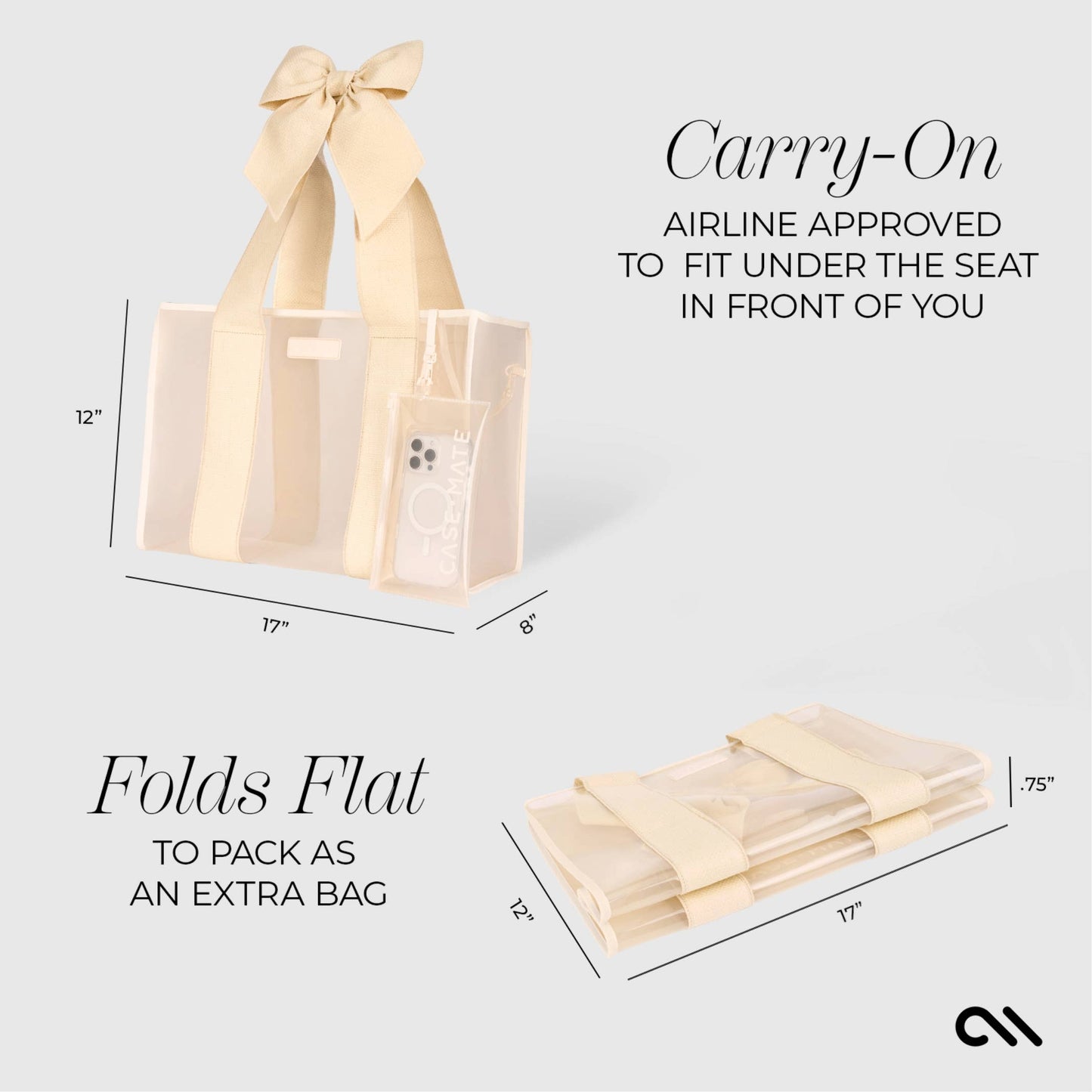 Case-Mate Ecru Raffia Bow Jelly Tote Bag