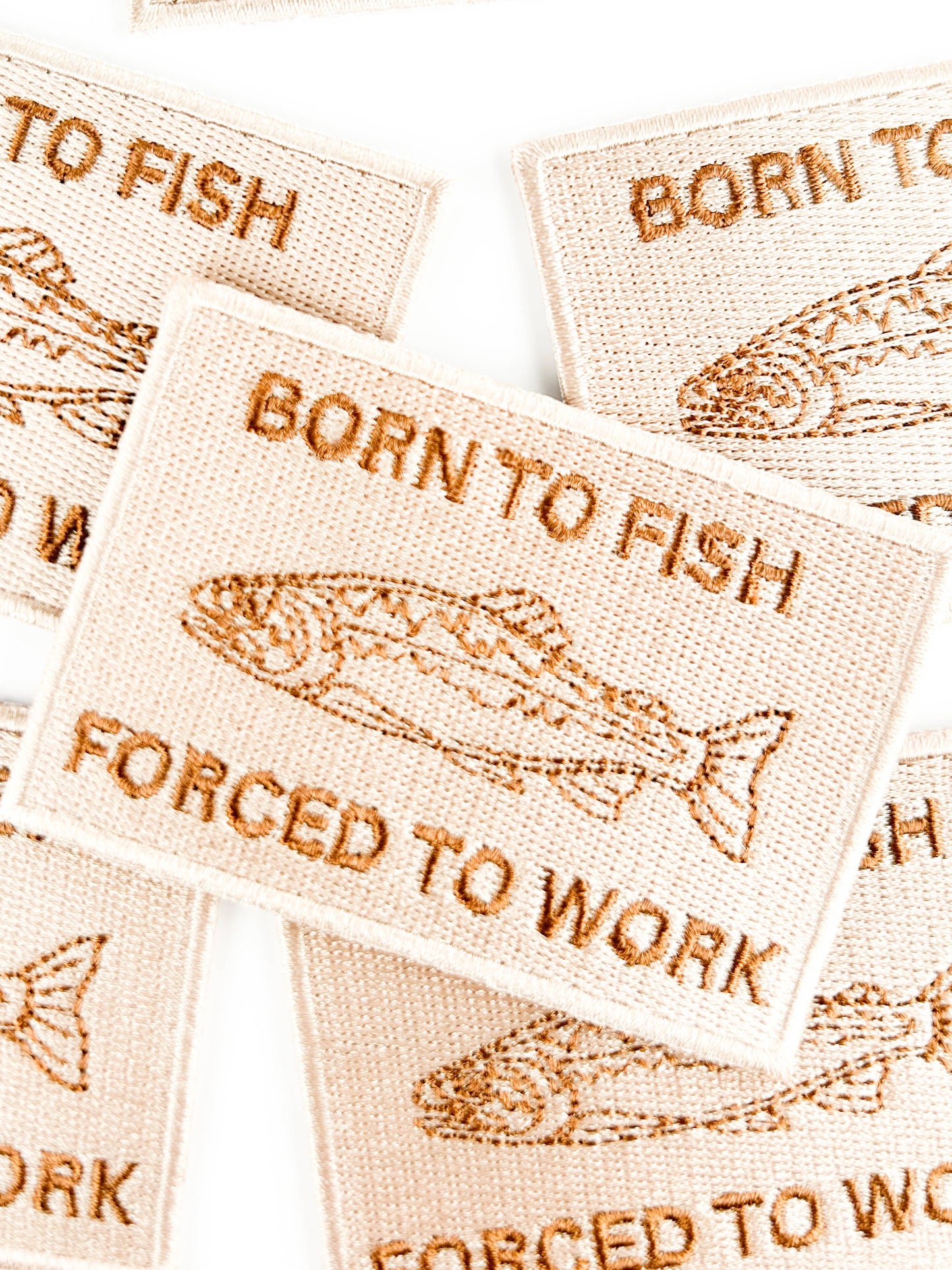 Field Trip Threads - Born to Fish, Forced to Work Patch – Embroidered Iron-On