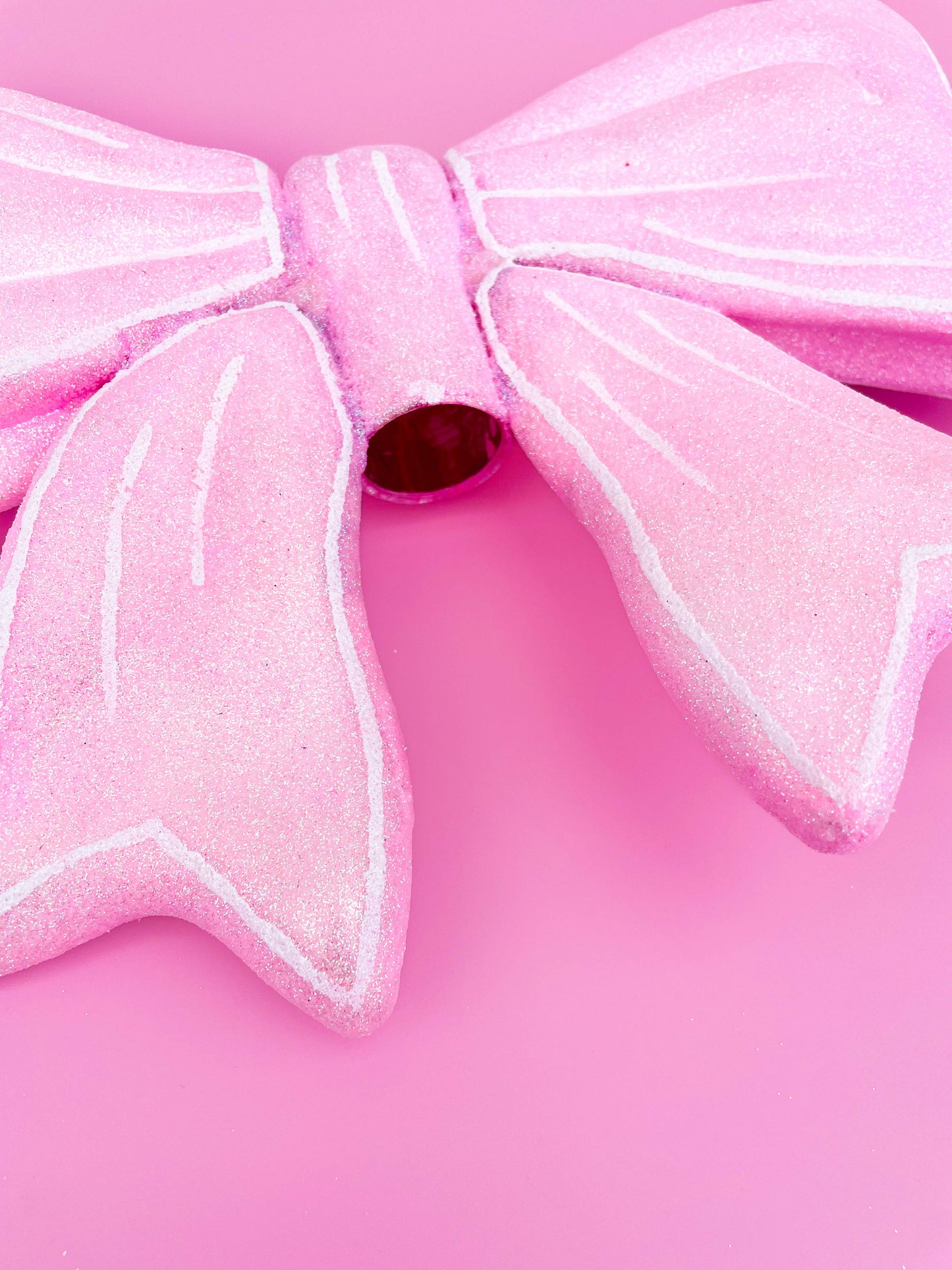 Rock Paper Scissors - Pink Glitter Bow Christmas Tree Topper