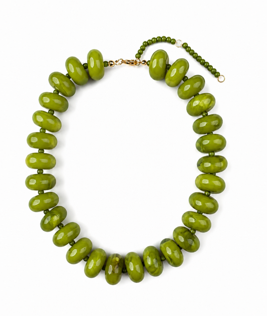 HAVEN + FAYE Collective - Polished Bead Statement Necklace | Apple Green
