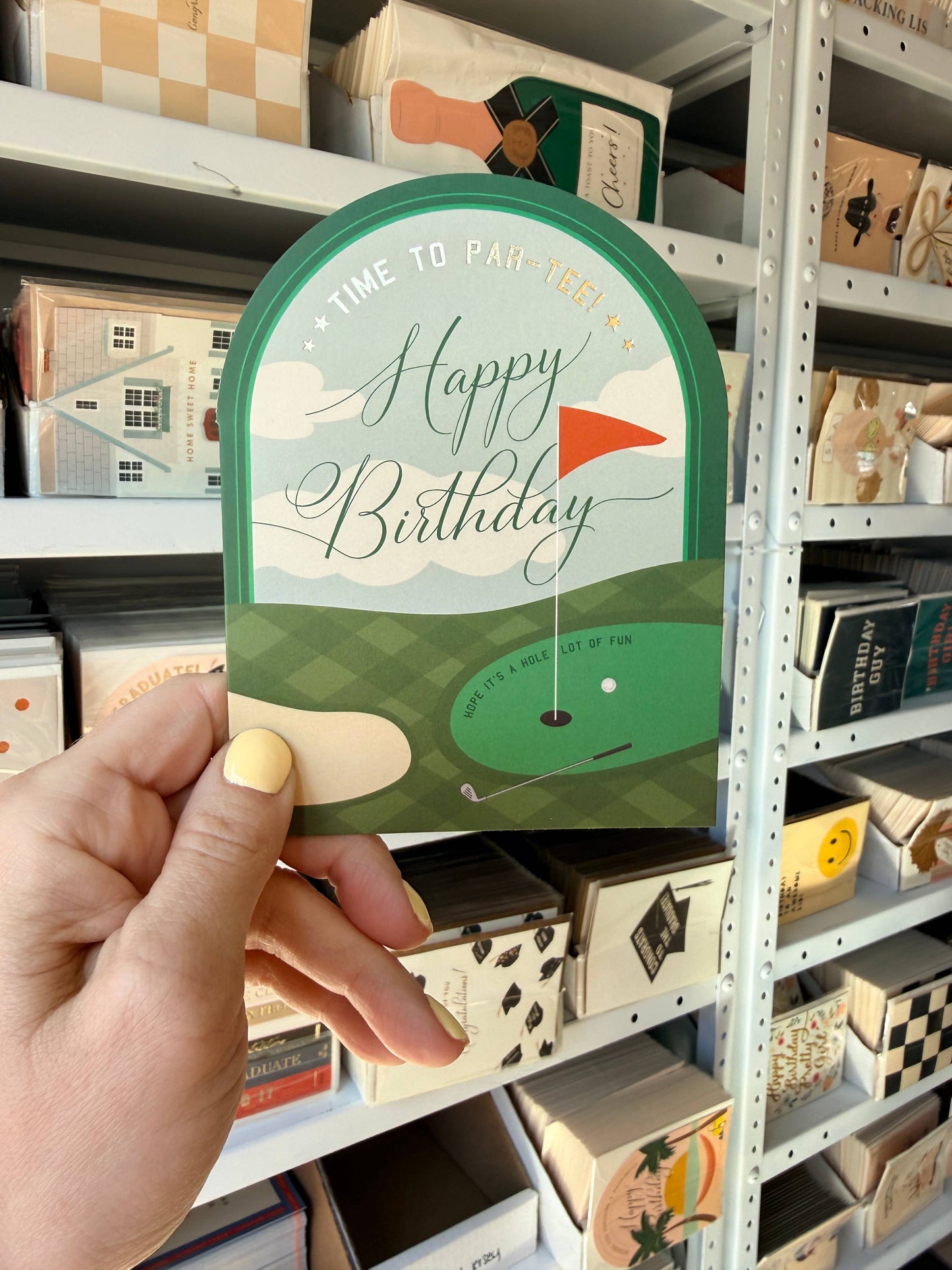 Ginger P. Designs - Time to Par-Tee Golf Birthday Arch Greeting Card