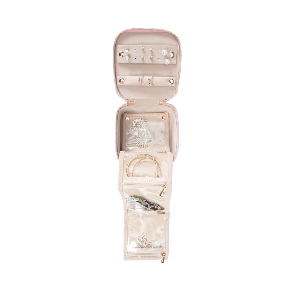 Leah Travel Jewelry Case with Pouch: Gold-3515