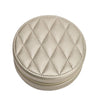 Leah Quilted Round Travel Jewelry Case: Pearl White