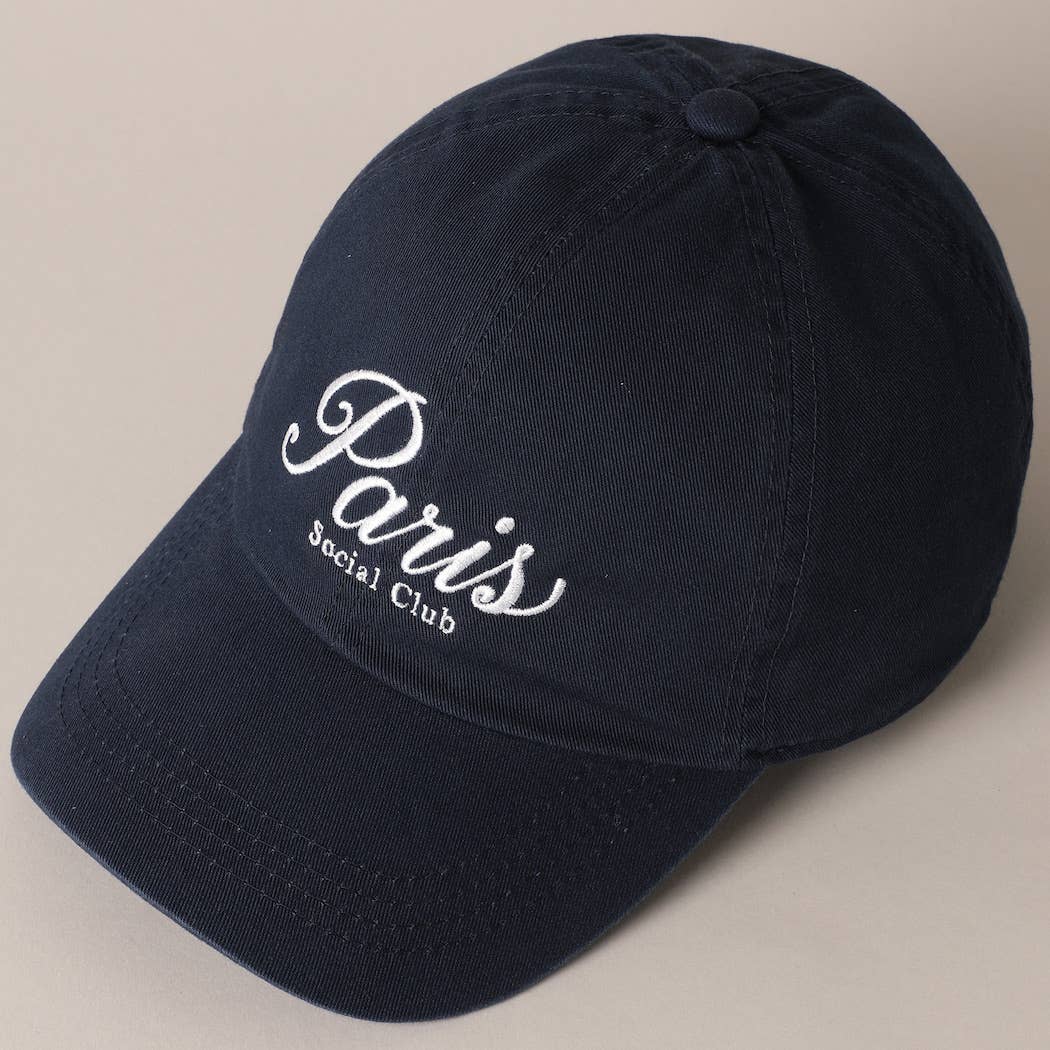 Fashion City - Paris Social Club Text Embroidery Baseball Cap: Beige / ONE SIZE