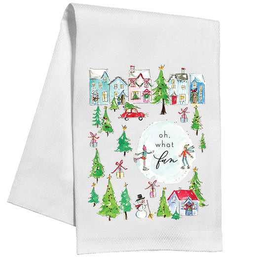 Snow Village Tea Towel
