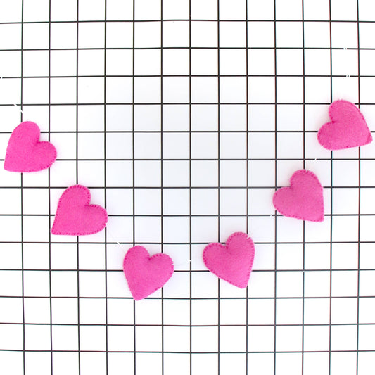 Pink Heart felt garland for Valentine’s Day