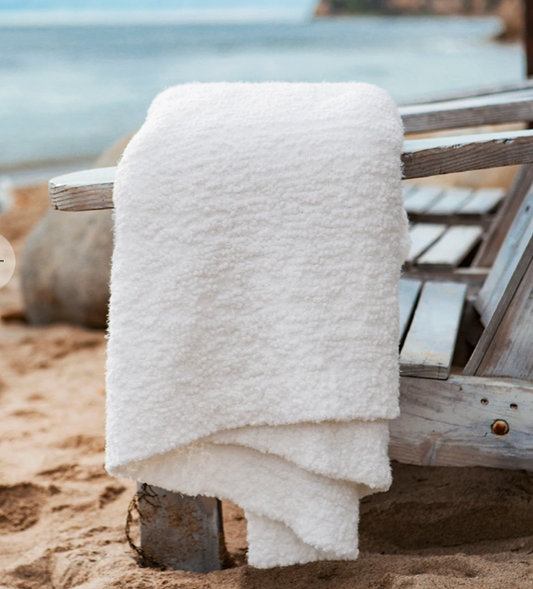 Barefoot Dreams White Boucle Throw
