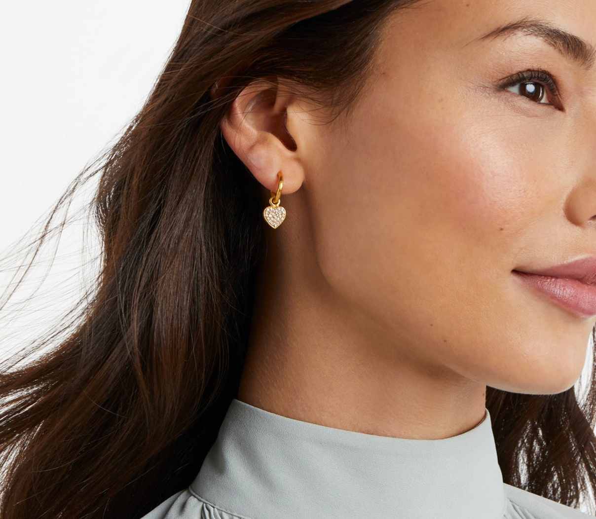 Heart Pave Demi Hoop & Charm Earring