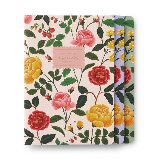 Assorted Set of 3 Roses Notebooks