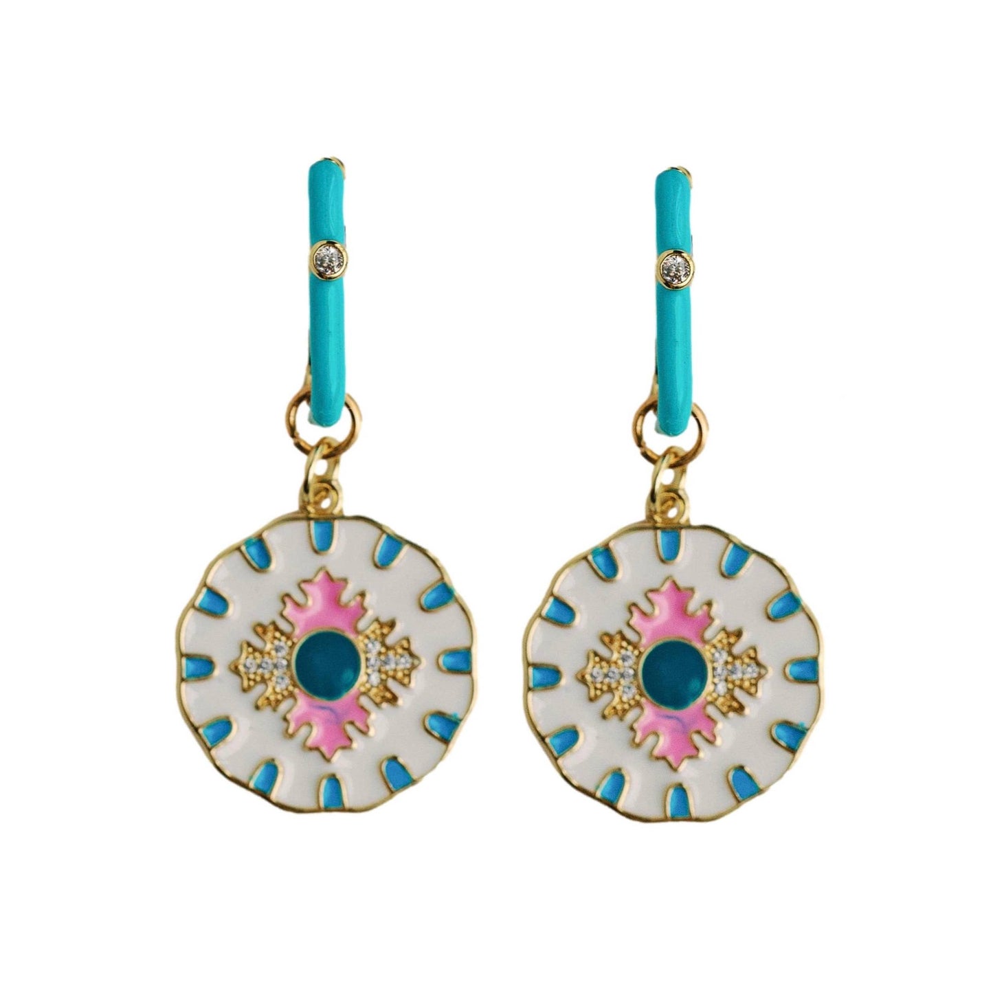 St Armands Designs of Sarasota - Capri Tile Enamel Charm Statement Earrings