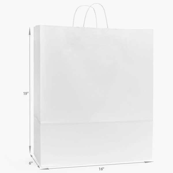 Nashville Wraps - White Kraft Retail Paper Shopping Bags: 100 Pack / Rose 5.25x3.5x8.25"