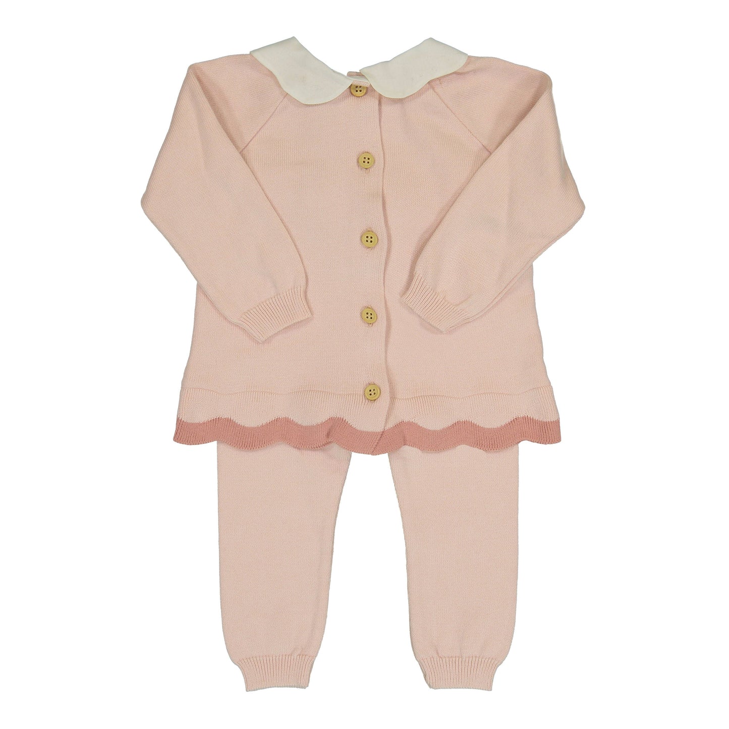 Feltman Brothers - Baby & Toddler Girls Scalloped Contrast Trim Knit Set: Blush / 4T