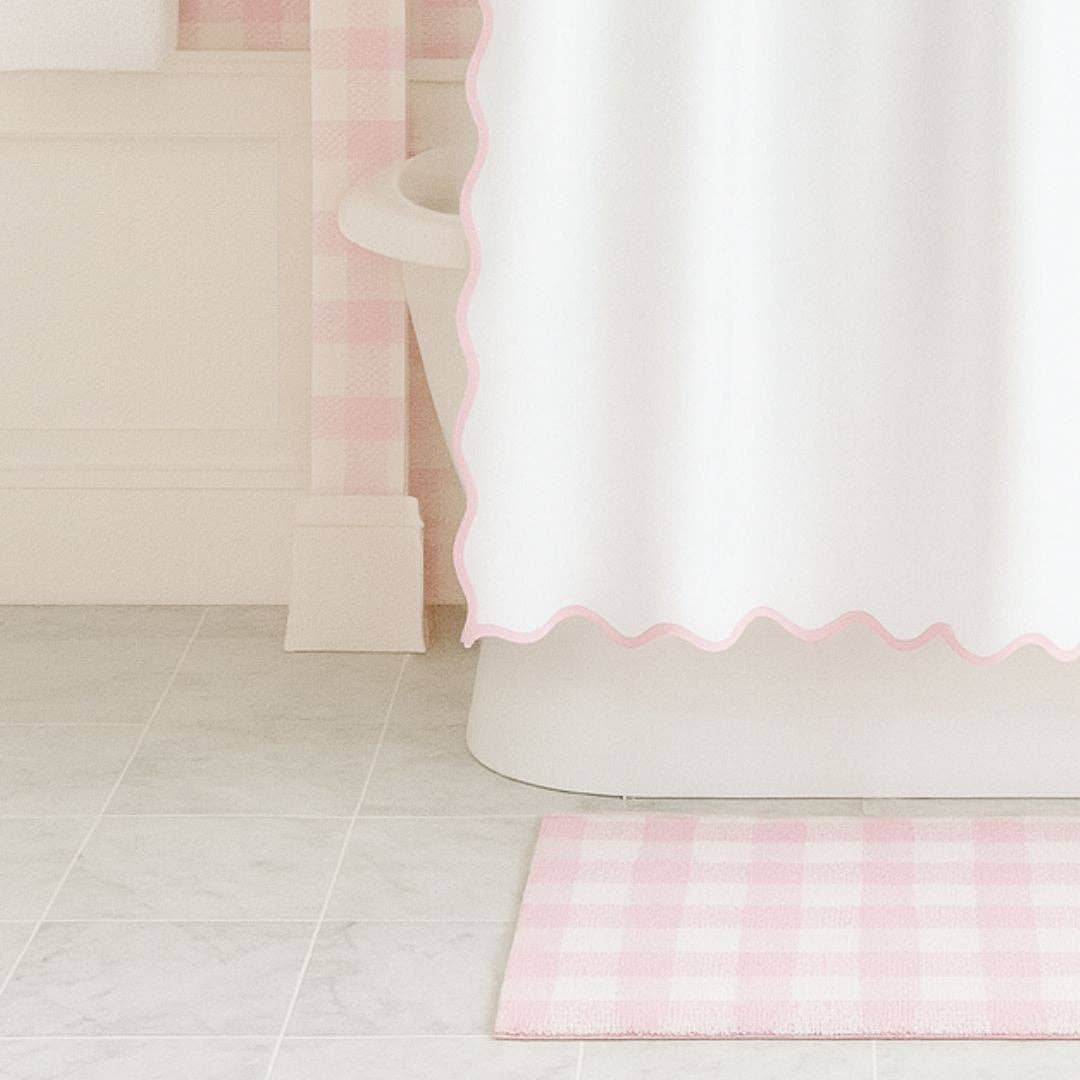 Laura Park Designs - Scalloped Shower Curtain, Pink / White: Standard, 72" x 72"