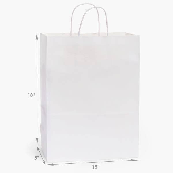 Nashville Wraps - White Kraft Retail Paper Shopping Bags: 100 Pack / Rose 5.25x3.5x8.25"