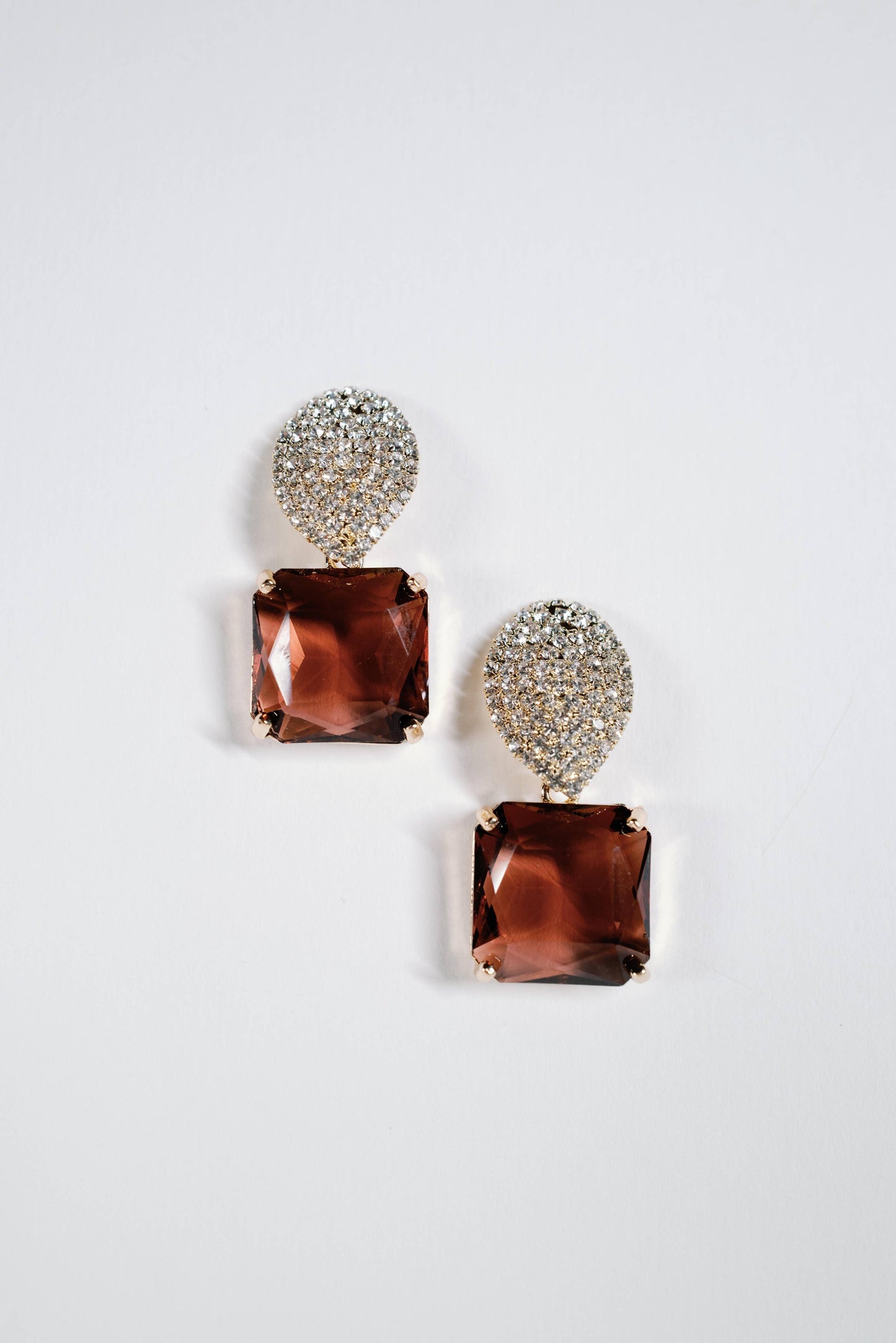St Armands Designs of Sarasota - Smokey Plum Retro Pavé Crystal Gum Drop Earrings