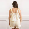 8 Oak Lane - Butter Yellow & White Textured Tie Top Ruffle Sleep Set: LG/XL