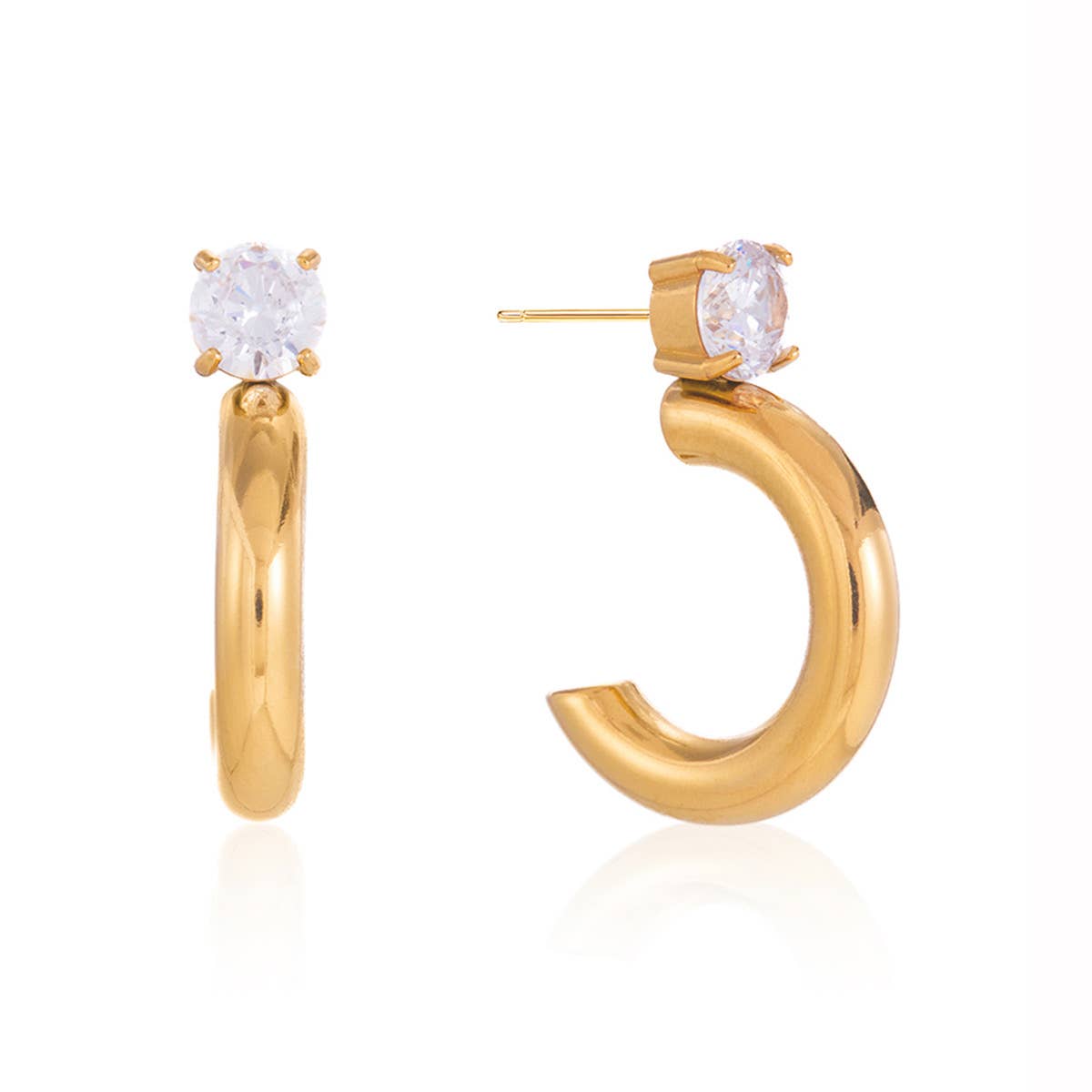 Savvy Bling - Solitaire Hoop Earrings Water Resistant
