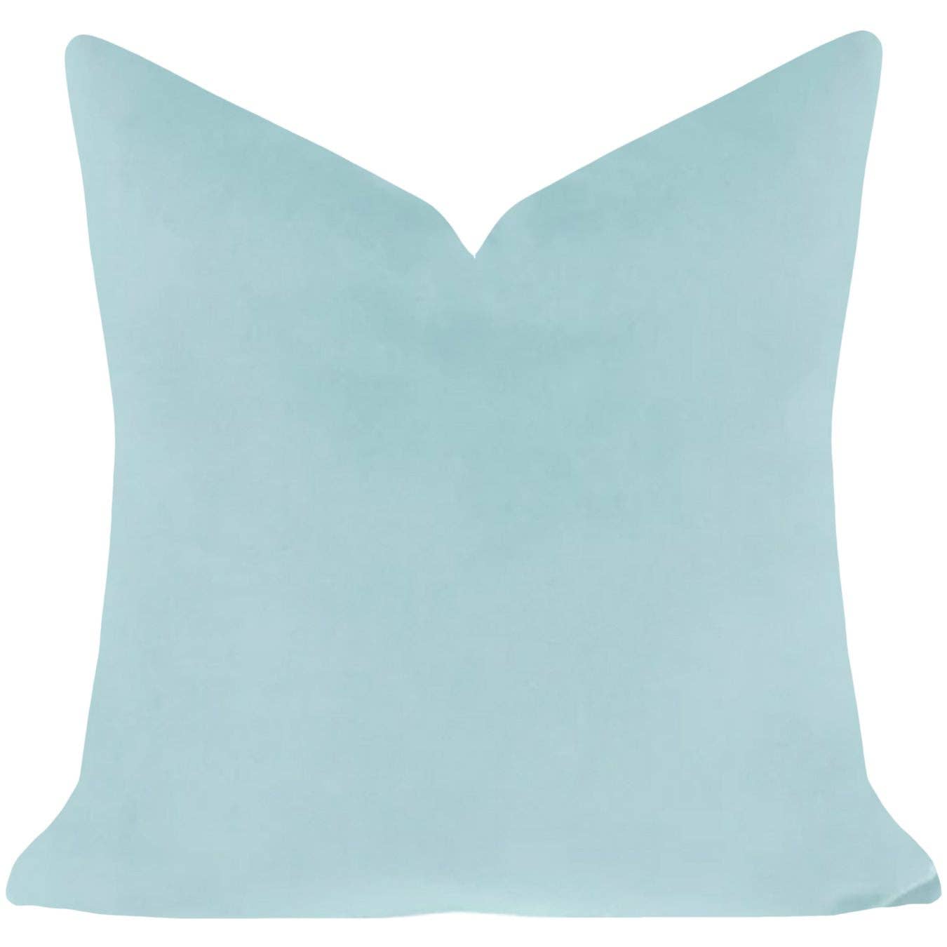 Laura Park Designs - Spa Blue Solid Velvet Pillow: 22" x 22" Throw Pillow