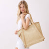 Natural Woven Straw Tote Bag