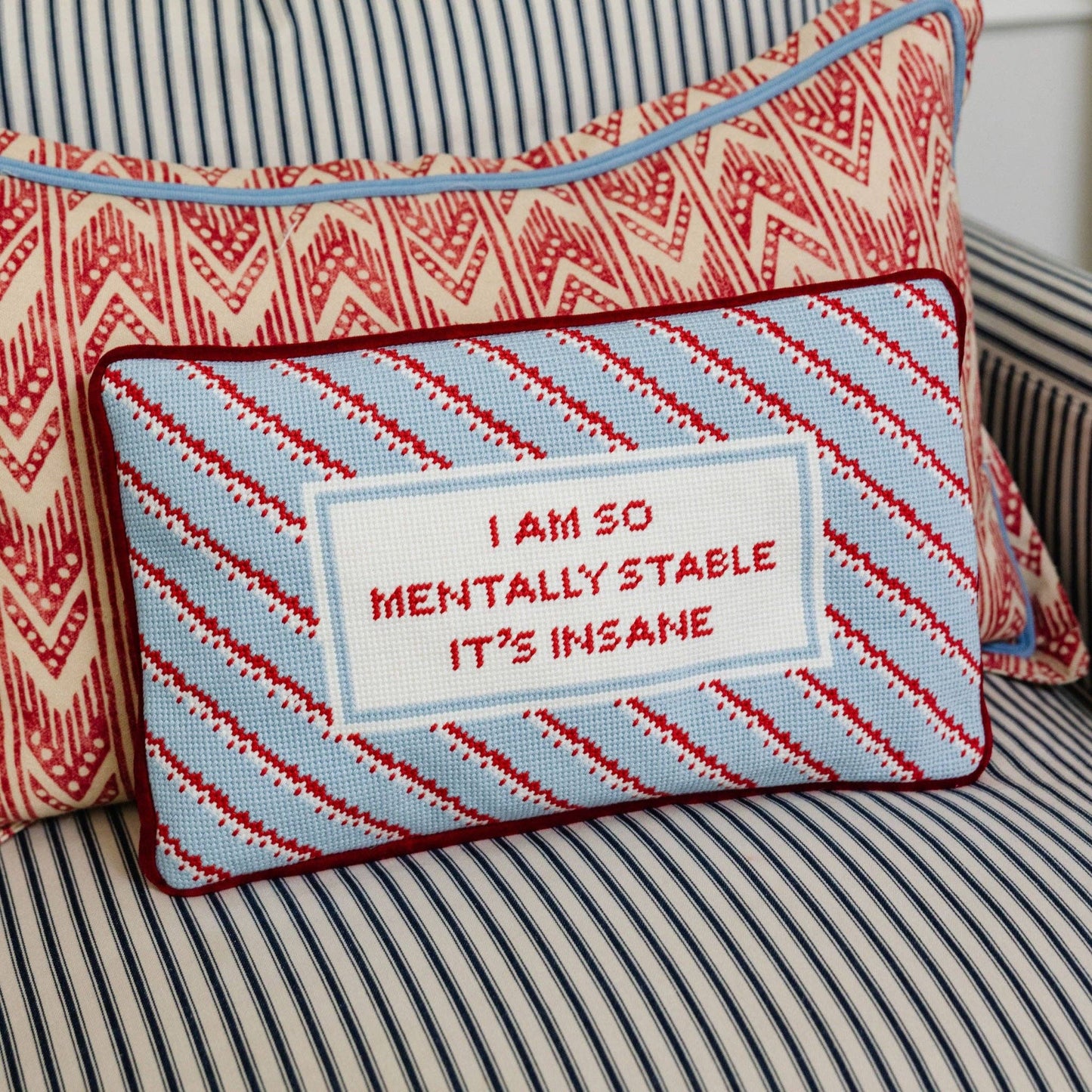 Furbish Studio - Mentally Stable Needlepoint Pillow
