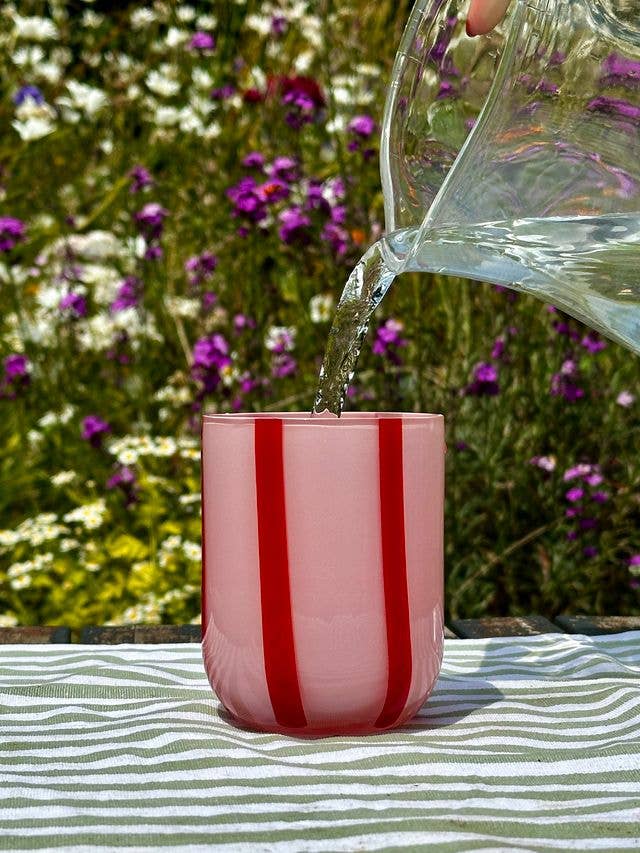 Atina Glass Tumbler - Pink & Red