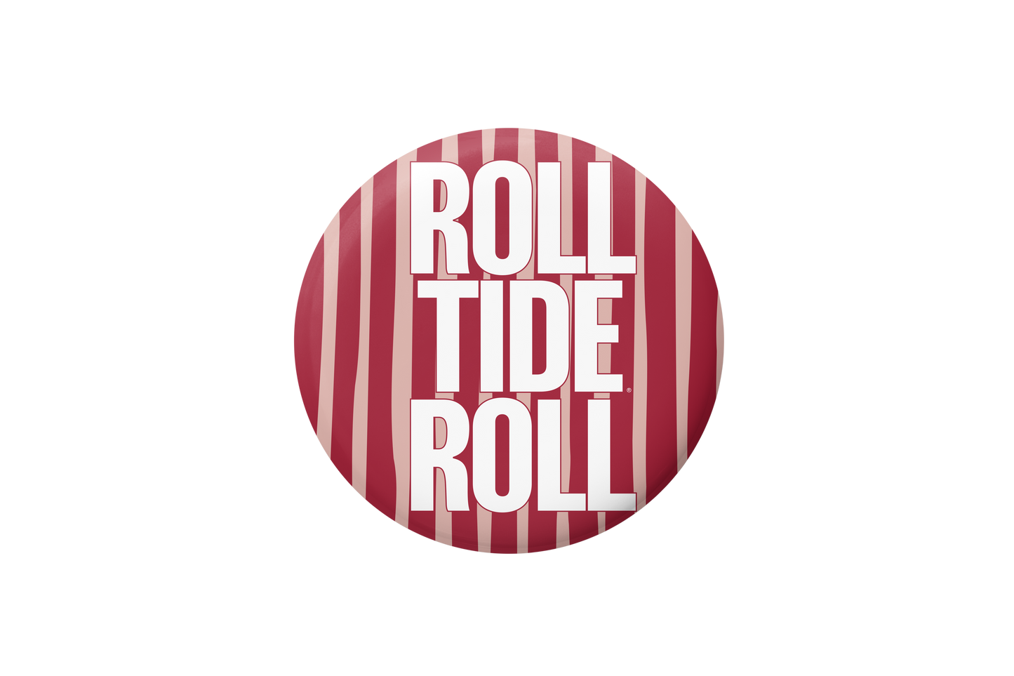 Cute As A Button - Alabama Roll Tide Roll Striped Button