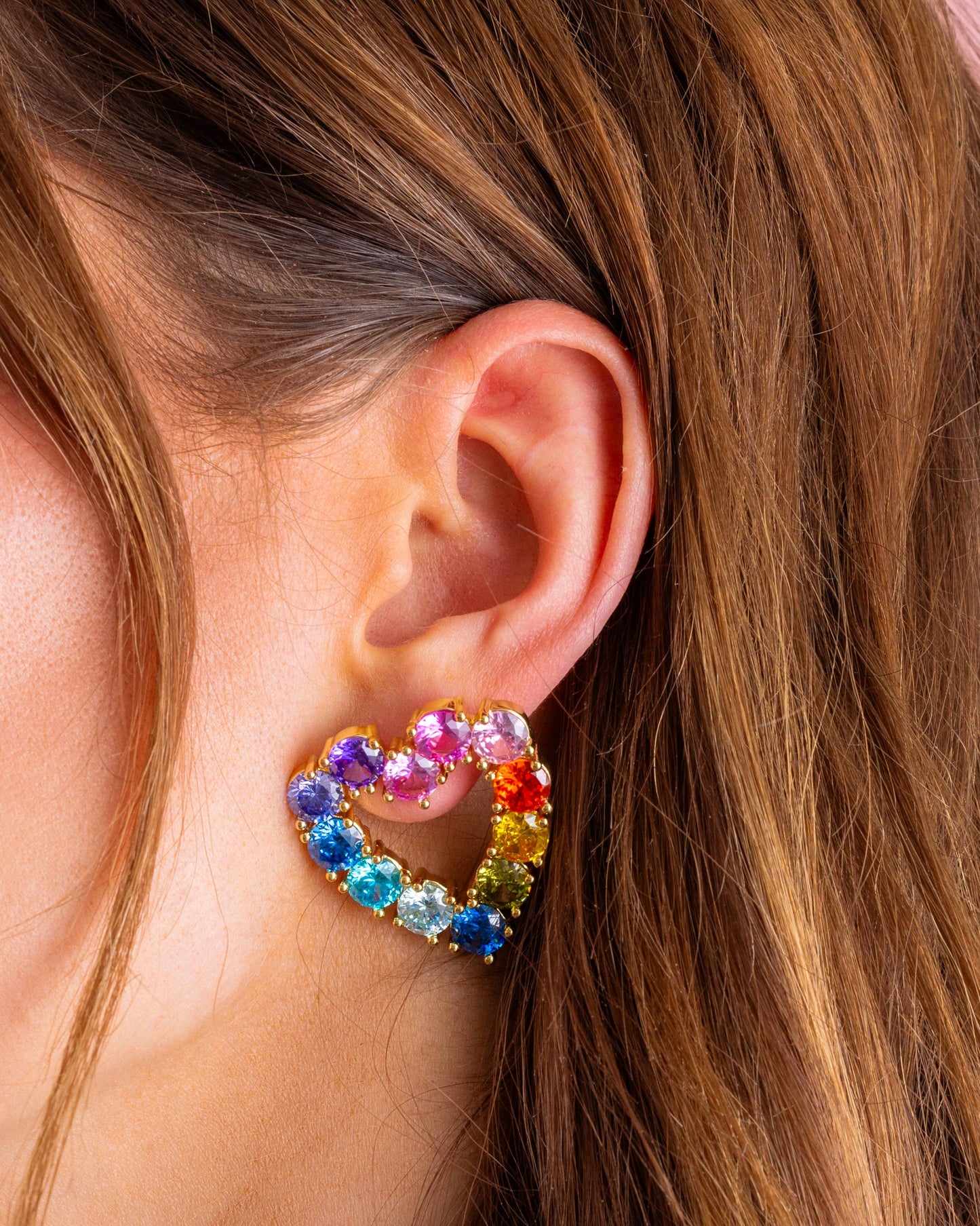 Taylor Elliott Designs - Drop Earrings - Hearts w/ Colorful Gems - Katie