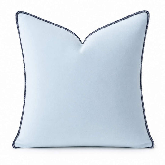 Laura Park Designs - Light Blue Velvet Pillow with Navy Embroidery: One Size