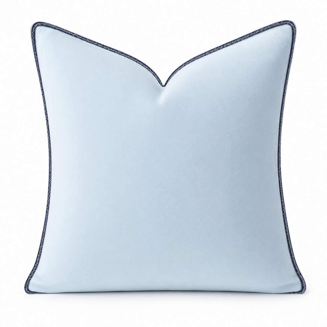 Laura Park Designs - Light Blue Velvet Pillow with Navy Embroidery: One Size