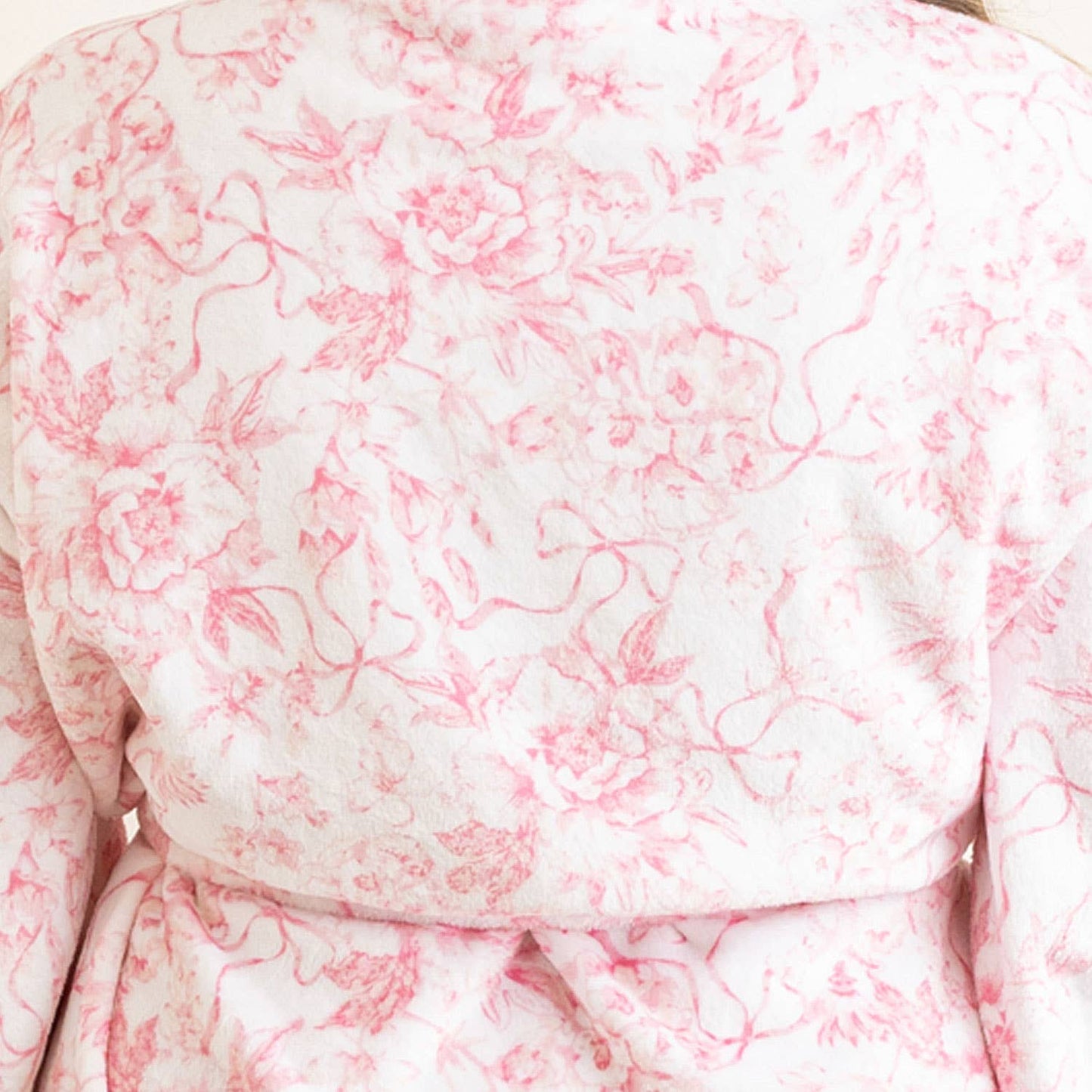 8 Oak Lane - Pink Bow Toile Luxe Robe: L/XL