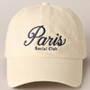 Fashion City - Paris Social Club Text Embroidery Baseball Cap: Beige / ONE SIZE