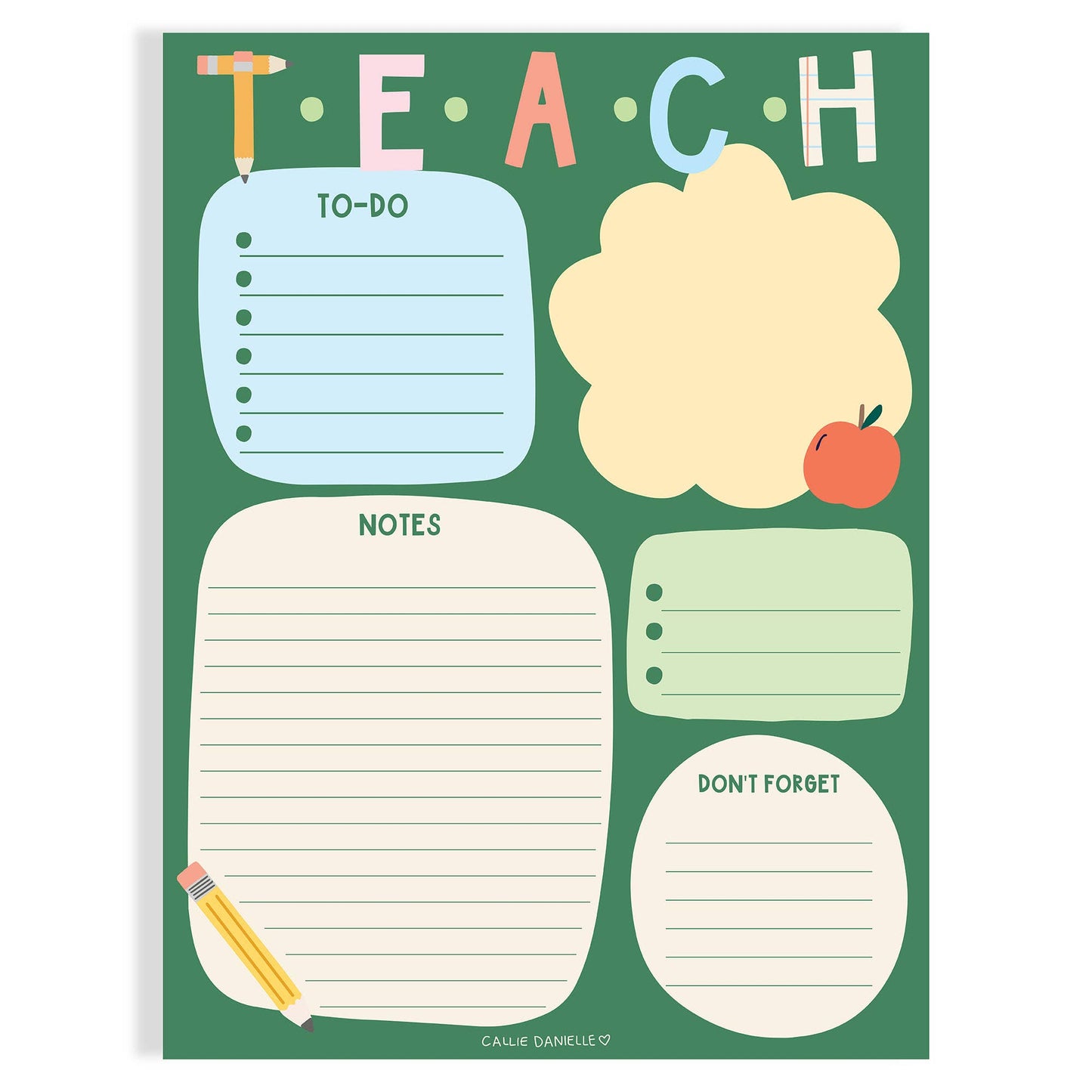 Callie Danielle - Teach School-Themed Daily Planner 6x8 To Do Notepad