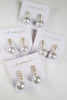 St Armands Designs of Sarasota - Crystal Baguette Pearl Drop Holiday Statement Earrings