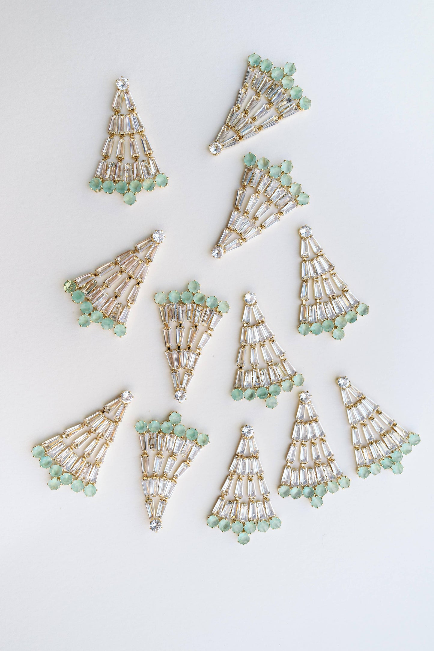 St Armands Designs of Sarasota - Crystal and Chalcedony Christmas Tree Holiday Earrings