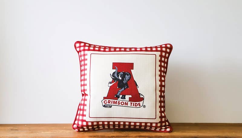 Little Birdie Home - Alabama Gingham Mascot Piped Pillow