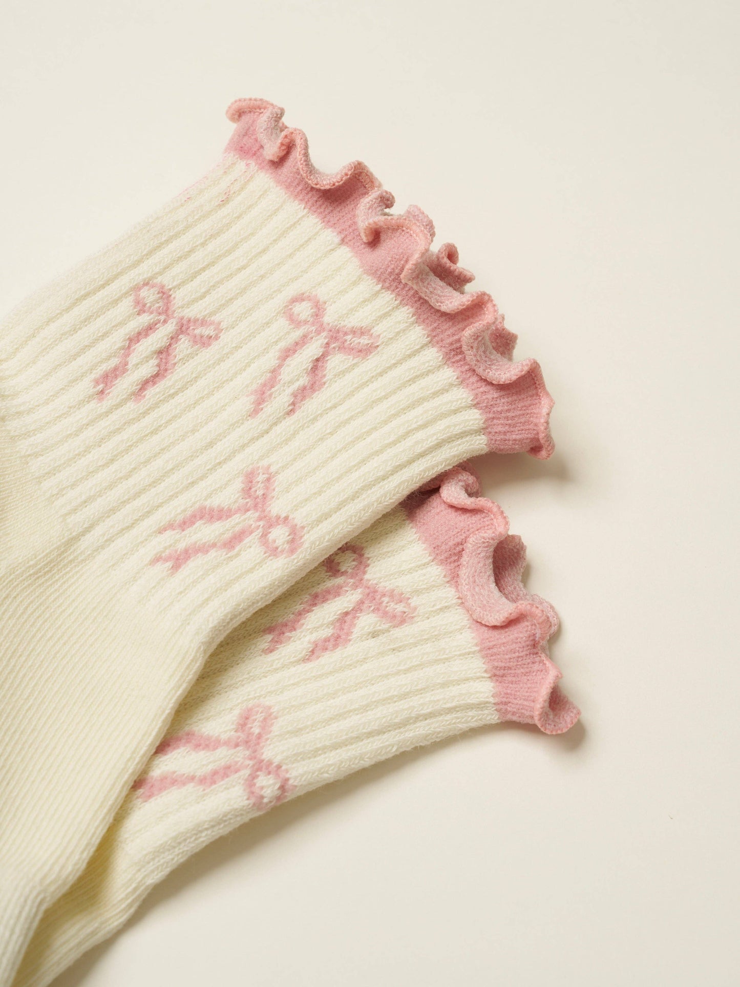 Pink Bow Ruffle Grip Sock