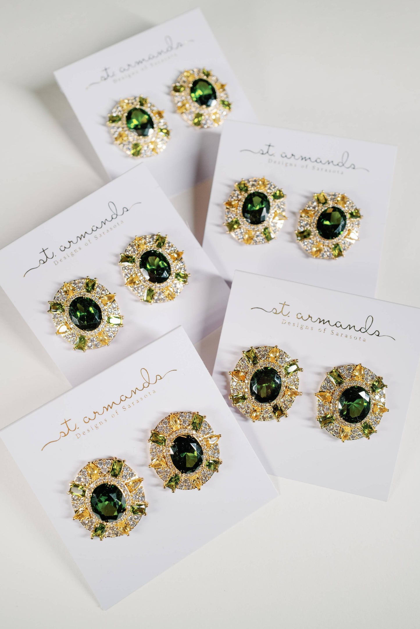 St Armands Designs of Sarasota - Olive & Canary Oval Luxe Statement Earrings