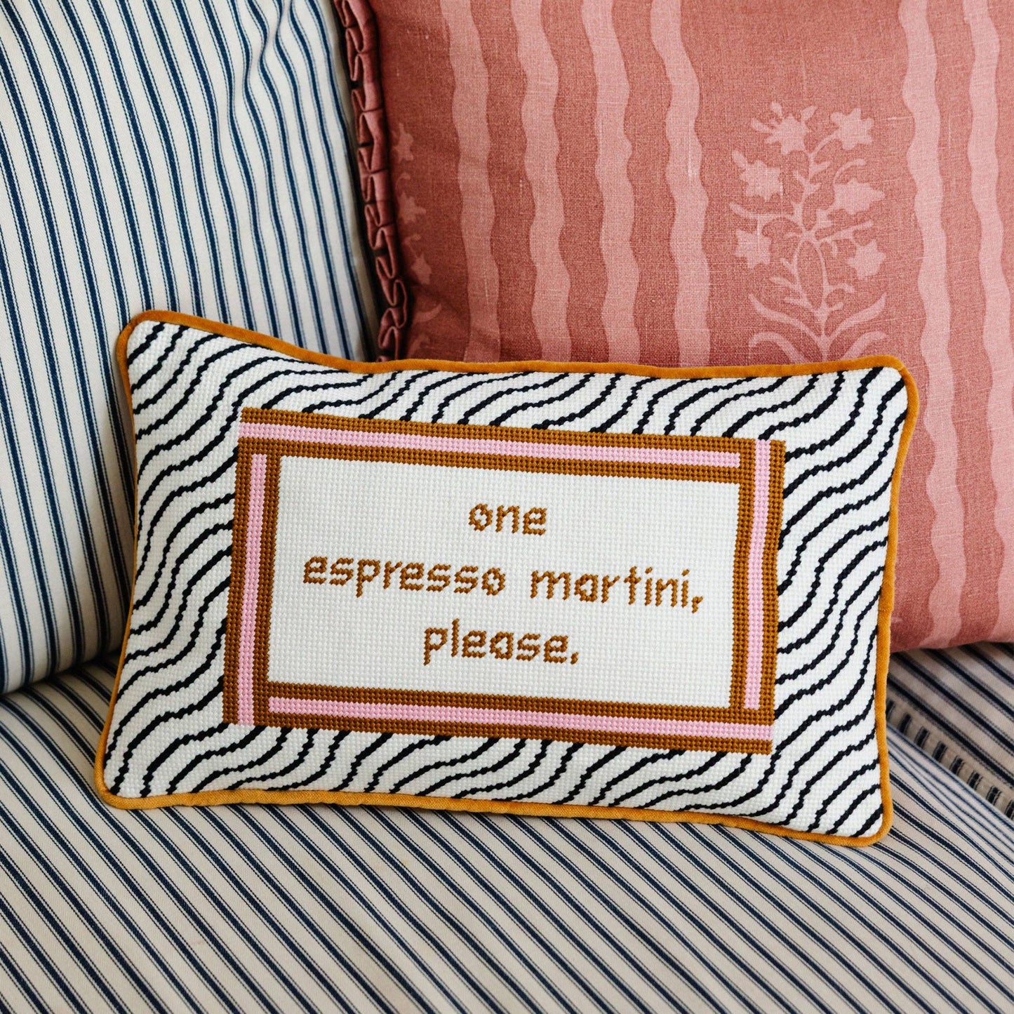 Furbish Studio - Espresso Martini Needlepoint Pillow