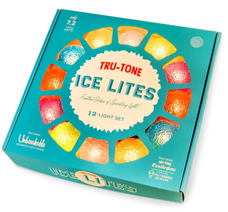 Tru-Tone - Ice Lites - Vintage Style LED Christmas Lights 12-Light set: Frosted Clear