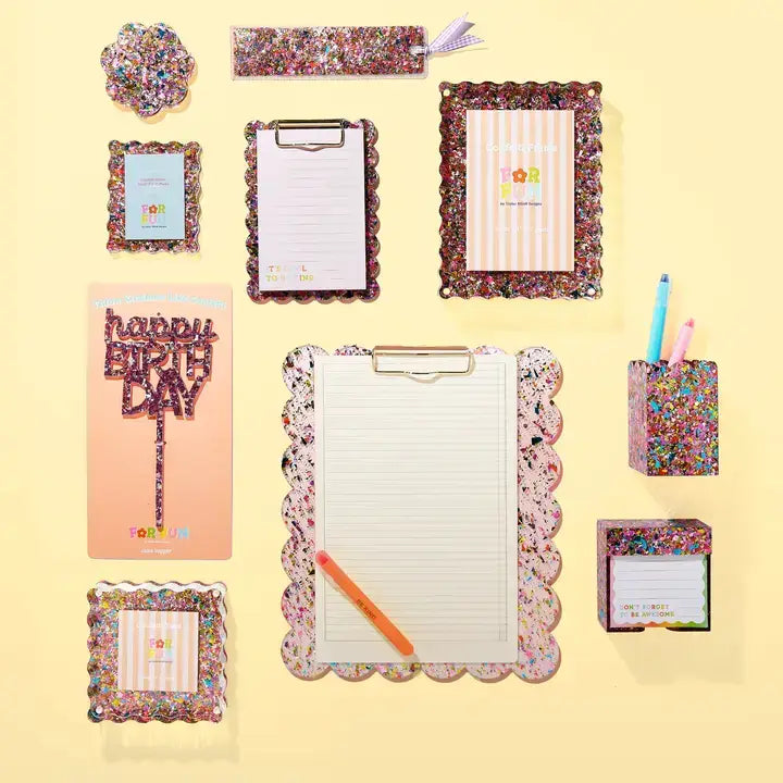 Taylor Elliott Designs - Scalloped Clipboard - Large - Happy Confetti