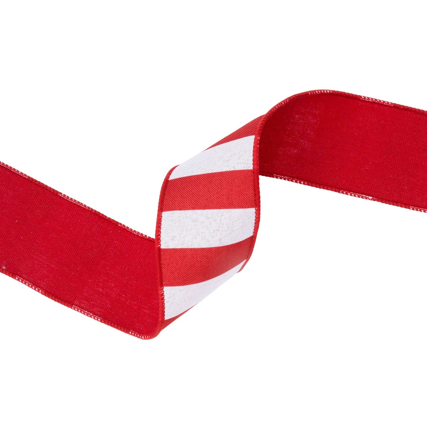 LA Ribbons Wholesale - 2 1/2" Wired Ribbon | Cabana Horizontal Stripe Red | 10 Yard Spool