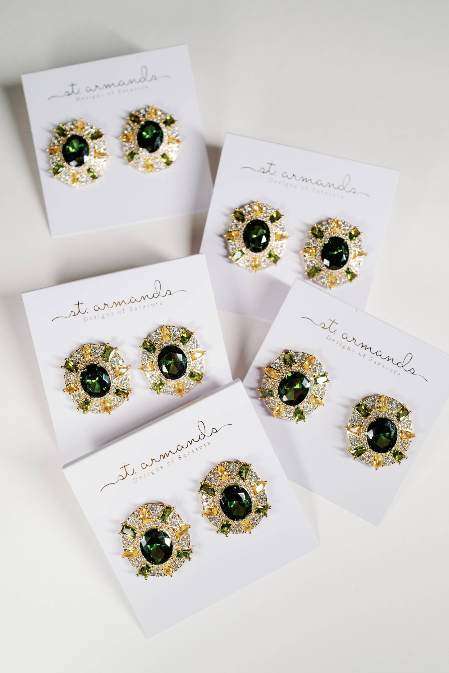 St Armands Designs of Sarasota - Olive & Canary Oval Luxe Statement Earrings