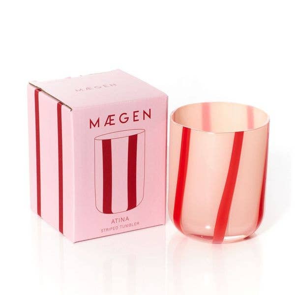 Atina Glass Tumbler - Pink & Red